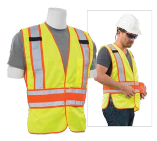 Lime S156  ANSI Class 2 Vest Tricot & Mesh Hi-Viz Lime - Hook & Loop.  One size Fits Most