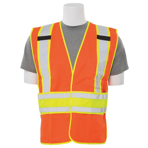 Orange S156  ANSI Class 2 Vest Tricot & Mesh Hi-Viz Lime - Hook & Loop.  One size Fits Most