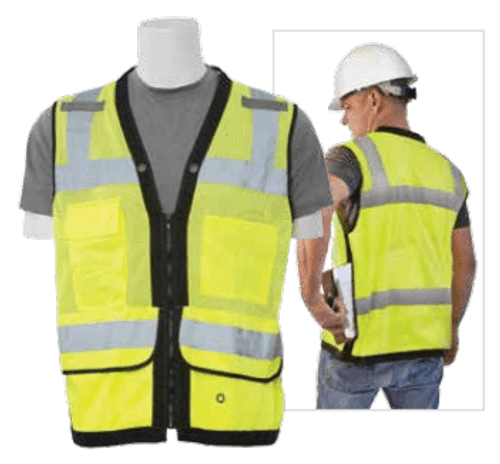 Delta Plus 3X-Large S251 Lime ANSI Class 2 Mesh Surveyor's Vest w/Clipboard Pouch & Grommets. Hi-Viz Lime - Zipper #WEL61235HL3X
