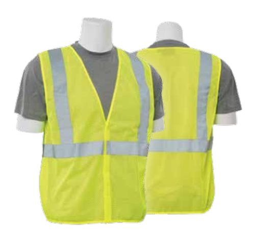 Large S362 Lime ANSI Class 2 Vest Mesh Economy Hi-Viz Lime - Hook & Loop