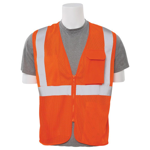 Delta Plus 5X-Large S362P Orange ANSI Class 2 Vest Mesh Economy Hi-Viz Orange w/Pockets - Hook & Loop #WEL61644HO5X
