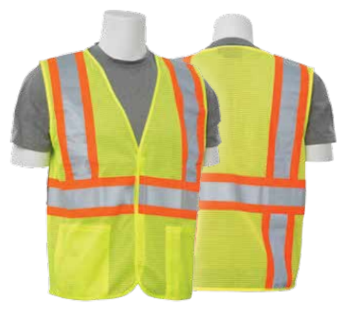 Large S382 Lime ANSI Class 2 DOT Vest Mesh Hi-Viz Lime - Hook & Loop