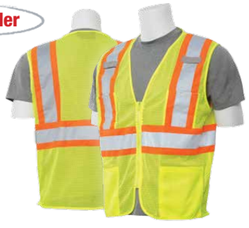 X-Large S383P Lime ANSI Class 2 Vest Mesh Hi-Viz Lime - Zipper