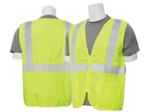 Large S388Z Lime ANSI Class 2 Vest Woven Oxford Hi-Viz Lime - Zipper