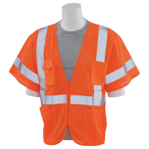 Delta Plus 4X-Large S663P Orange ANSI Class 3 Vest Mesh Hi-Viz Orange - Zipper #WEL61941HO4X