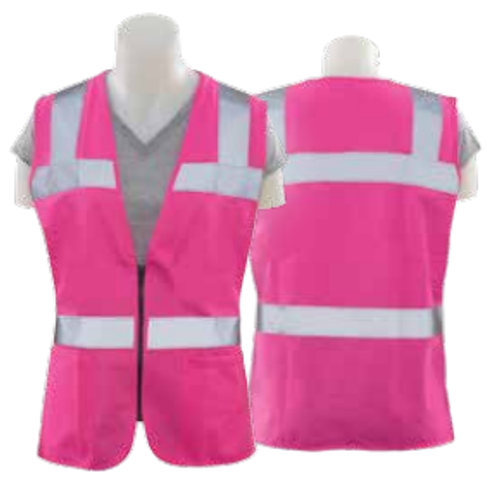 X-Large S721 Pink Non-ANSI Tricot Women's Fitted Vest Pink - Zipper