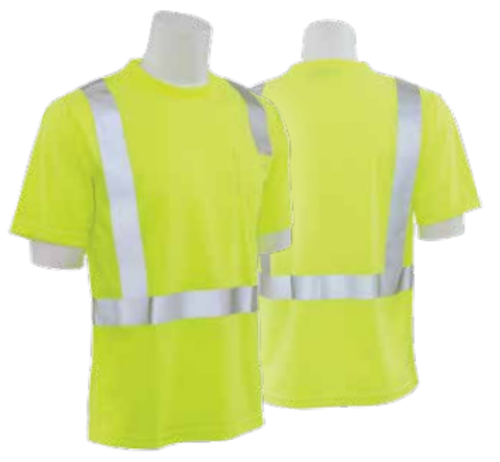 9006S Lime X-Large ANSI Class 2 T-Shirt w/Reflective Tape Birdseye Knit Mesh Hi-Viz Lime