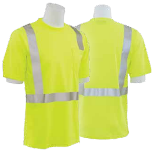 9006ST Lime Large ANSI Class 2 T-Shirt w/Reflective Tape Birdseye Knit Mesh Hi-Viz Orange