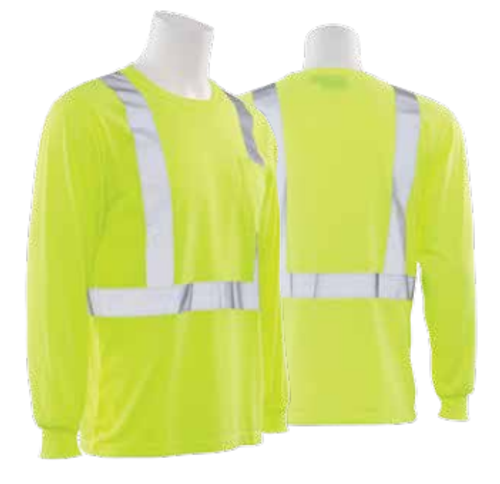 ERB 9602S Lime Medium ANSI Class 2 T-Shirt Long Sleeve w/Reflective Tape Hi-Viz Lime #WEL14121HLMD