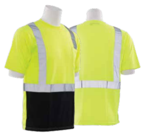 9604S Orange 3X-Large ANSI Class 2 T-Shirt Short Sleeve w/Reflective Tape Hi-Viz Orange/Black Bottom