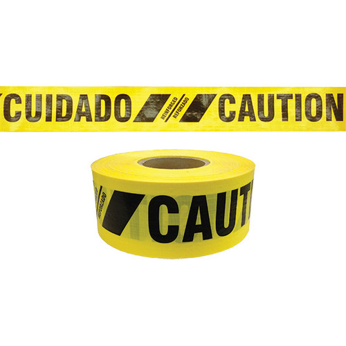 Reinforced Bilingual Barricade Tape, "Caution/Cuidado", Yellow