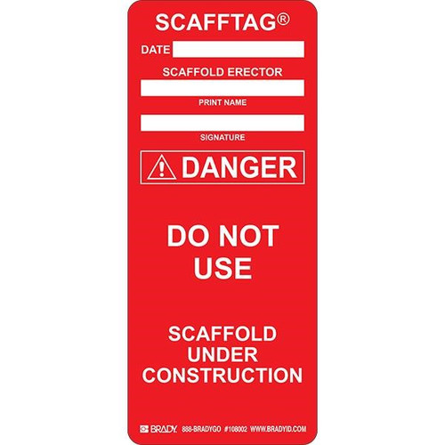 Brady Scafftag Danger Inserts, Red