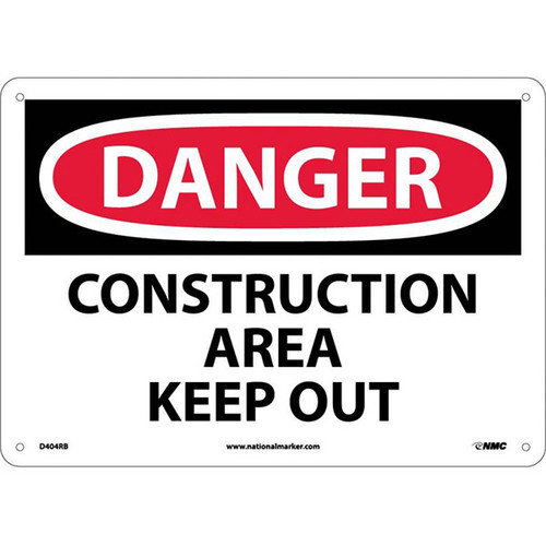 NMC? OSHA "Danger Construction Area Keep Out" Sign, Rigid Plastic, 10" x 14"