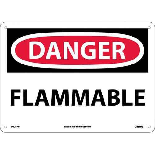 NMC? OSHA "Danger Flammable" Sign, Aluminum, 10" x 14"