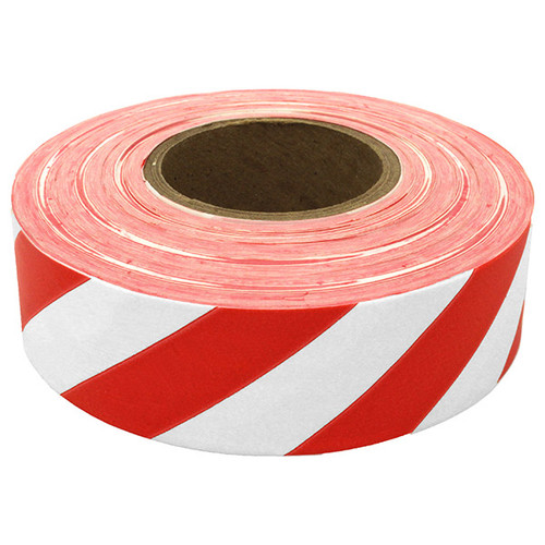 Presco Patterned Roll Flagging, Standard, 1 3/16" x 300', White/Red