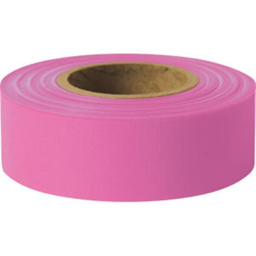 Presco Solid-Color Roll Flagging, PresGlo, Taffeta, 1 3/16" x 150', Pink Glo