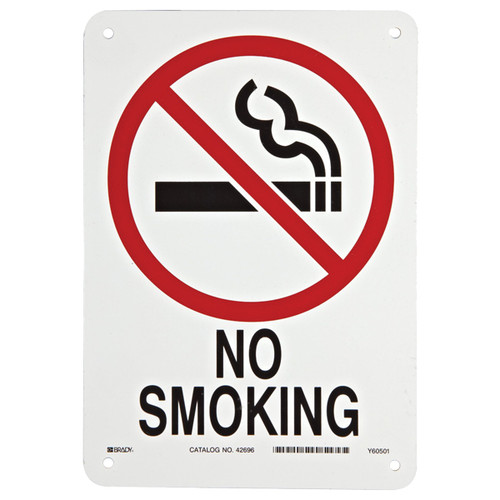 Brady? "No Smoking" Sign, Aluminum, 10" x 7"