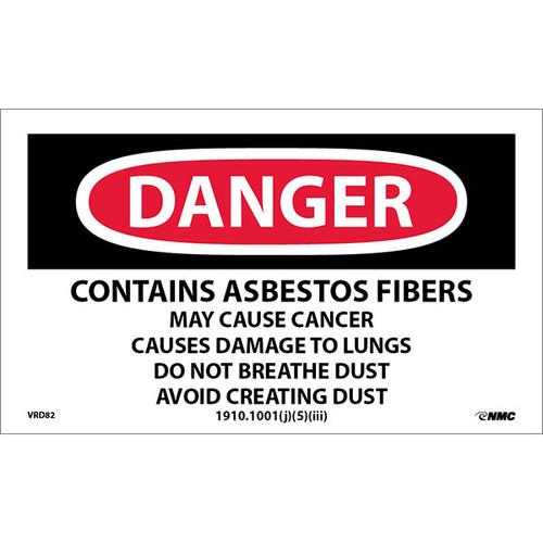 NMC OSHA "Danger Contains Asbestos Hazard Warning" Label