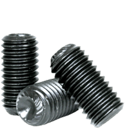 #10-24 x 3/8" Knurled Cup Point Socket Set Screws, Thermal Black Oxide (5000/Pkg.)