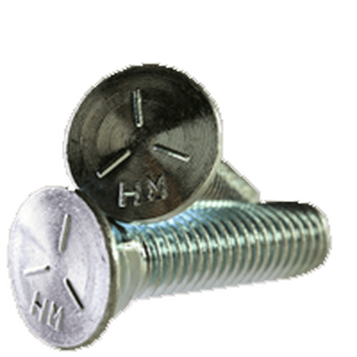 7/16-14x3 1/2 J429 Grade 5 #3 Head Plow Bolt Flat Head Fully Threaded Zinc Clear (350/Pkg)