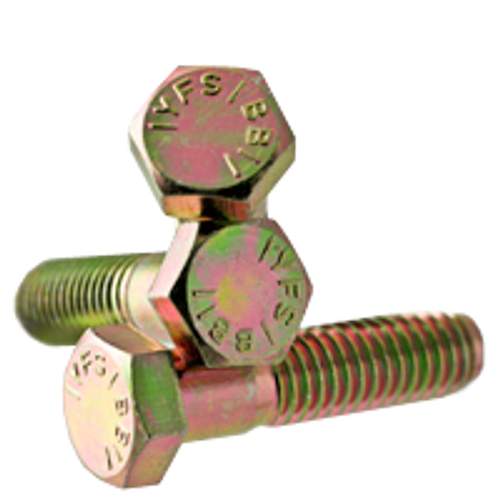 1/4"-20 x 1-1/8" Fully Threaded Hex Cap Screws Grade 5 Coarse Med. Carbon Zinc Yellow CR+6 (100/Pkg.)