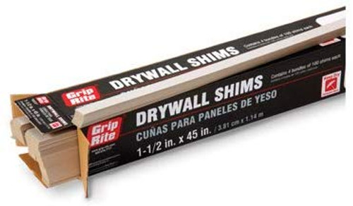Grip Rite  Drywall Shims, 1-1/2" x 45" .055, (100 Shims/Bundle - 4 Bundles/Carton), #GRDWSHIM
