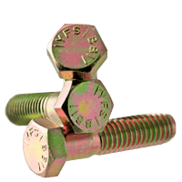 3/8"-16 x 2-1/4" Partially Threaded Hex Cap Screws Grade 5 Coarse Med. Carbon Zinc Yellow CR+6 (100/Pkg.)
