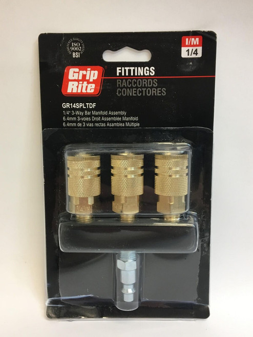 Grip Rite 1/4" Flat Splitter 3-Way with Plug and Couplers (4 Packs) #GR14SPLTDF