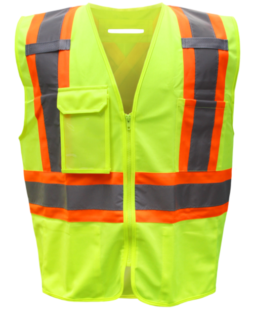 BOSS Polyester Class 2 Vest w/Right Breast Pocket w/Clear Badge Holder, Size X-Large (1 Pair)