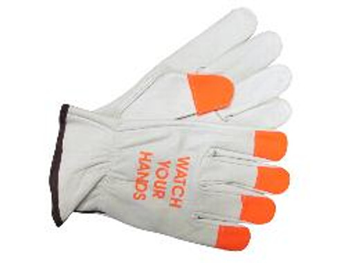 Select Grain Cowhide Keystone Thumb Fleece Orange Finger Leather Driver, Small (12 Pair)