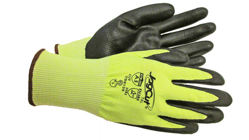 JagCut TSL 18g Hi-vis Lime UHMWPE Shell w/ Foam Nitrile Coating, Extra-Small (1 Pair)