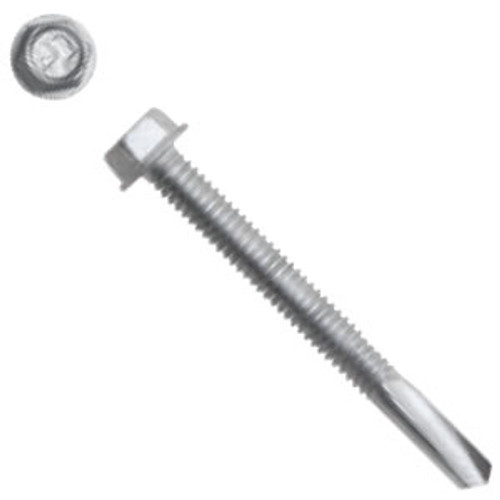 Elco ECC950-I - 1/4-20 x 4 Drilit Self-Drilling Screws w/ Extended Drilling Capacity, Hex Washer Head, #5 Driltite? Point, Carbon Steel w/ Silver Stalgard Coating  (500/Bulk Pkg.)