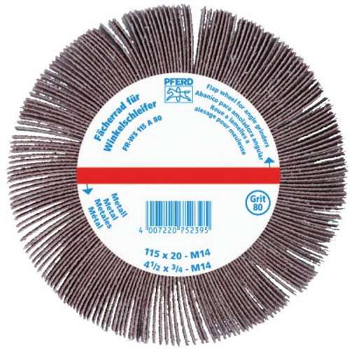 Pferd Angle Grinder Flap Wheels, 4 1/2 in x 3/4 in, 120 Grit, 13,300 rpm, 2/BX, #45755