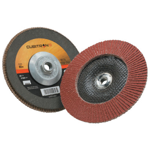 3M Cubitron II Flap Disc 967A, 7 in, 80 Grit, 5/8-11 Arbor, 8,600 rpm, Type 29, 5 CA, #7010363299