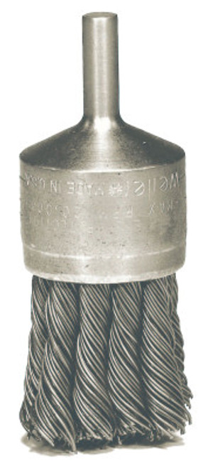 Weiler Hollow-End Knot Wire End Brush, Steel, 22,000 rpm, 1 1/8" x 0.02", 1 EA, #10028