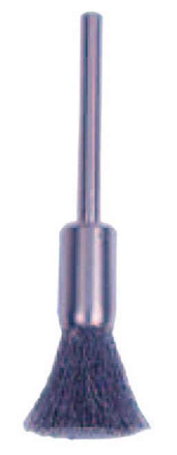 Weiler Miniature Stem-Mounted End Brushes, Stainless Steel, 0.005 in, 37,000 rpm, 1 EA, #26108