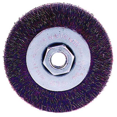 Weiler Polyflex Narrow Face Crimped Wire Wheel, 4 in D, .014 Wire, 5 EA, #35416