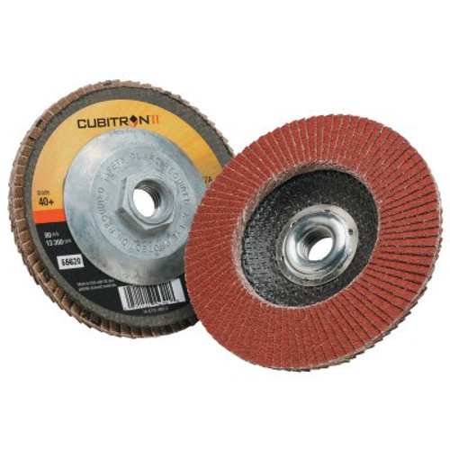 3M Cubitron II Flap Disc 967A, 4 1/2 in, 40 Grit, 13,300 rpm, Type 29, 10/CA, #7100049935