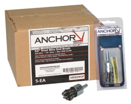 Anchor Products Knot Wire End Brush, Carbon Steel, 3/4 in x 0.02 in POP, 1 EA, #90392