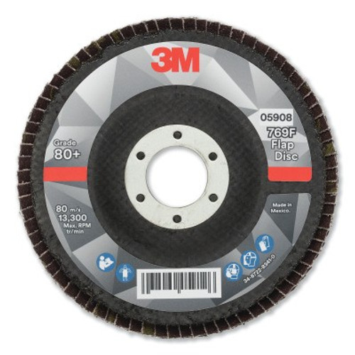 3M Flap Disc, 4.5 in x 7/8 in, 769F T29, 80+ Grit, 10 CA, #7100178028
