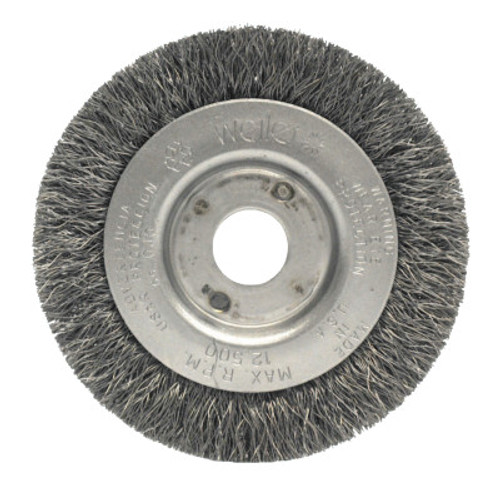 Weiler Narrow Face Crimped Wire Wheel, 3 in D x 7/16 in W, .006 Steel Wire, 6,000 rpm, 2 CTN, #204