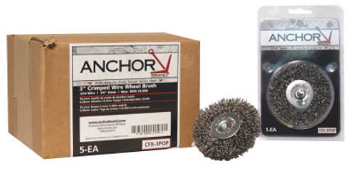 Anchor Products Crimped Wheel Brushes, 2 inD x 3/8 inW, 0.0118 in, Carbon Steel, Clamshell Pack, 1 EA, #93727