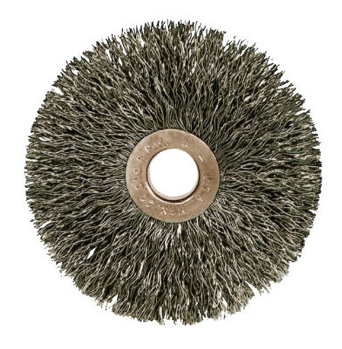 Weiler Copper Center? Small Diameter Wire Wheel, 1 3/8 in D, .008", 1/4" Arbor Hole, 10 CTN, #15141
