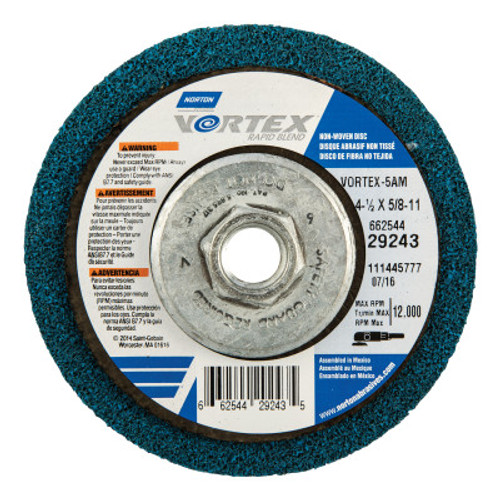 Norton Bear-Tex Vortex Rapid Blend Non-Woven Depressed Center Discs, 4.5 Dia, Al. Oxide, 10 PK, #66254429243