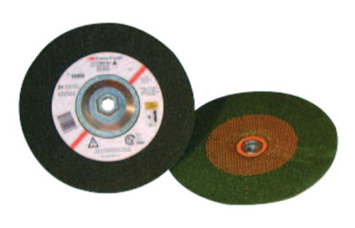 3M Green Corps Depressed Center Wheel, 4 1/2 in Dia, 1/4 in Thick, 24 Grit, 40 CA, #7000044994