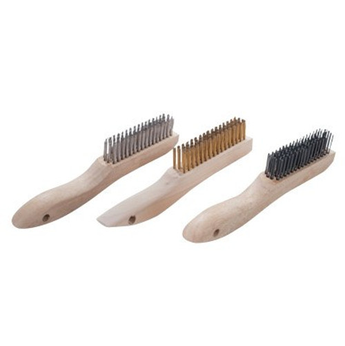Magnolia Brush Shoe Handle Wire Scratch Brushes,10",4X16 Rows, Tempered Brass Wire, Wood Handle, 12 EA, #4SB