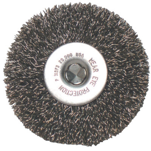 Anchor Products Crimped Wheel Brush, 3 in D, .008 in Carbon Steel Wire, 1 EA, #93725