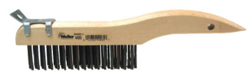 Weiler Shoe Handle Scratch Brushes, 10 in, 4 x 16 Rows, Steel Wire, Wood Handle, 12 EA, #44065
