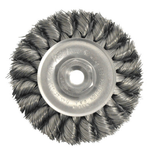 Weiler Standard Twist Knot Wire Wheel, 3 in D, .014 Stainless Steel, 3/8 in 24 UNF Nut, 1 EA, #13208