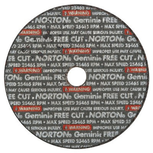 Norton Gemini Reinforced Free-Cut Wheel, Type 1, 3 in Dia, 1/8 in Thick, Aluminum Oxide, 25 EA, #66243510651 Norton Gemini Reinforced Free-Cut Wheel, Type 1, 3 in Dia, 1/8 in Thick, Aluminum Oxide, 25 EA, #66243510651